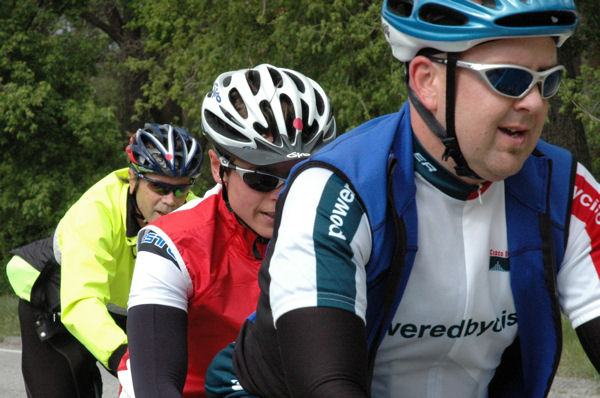 Mark Weidinger and Ursula Callahan climb Oak Glen on their tandem